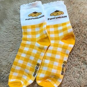 Sanrio PomPomPurin Yellow Checkered Socks